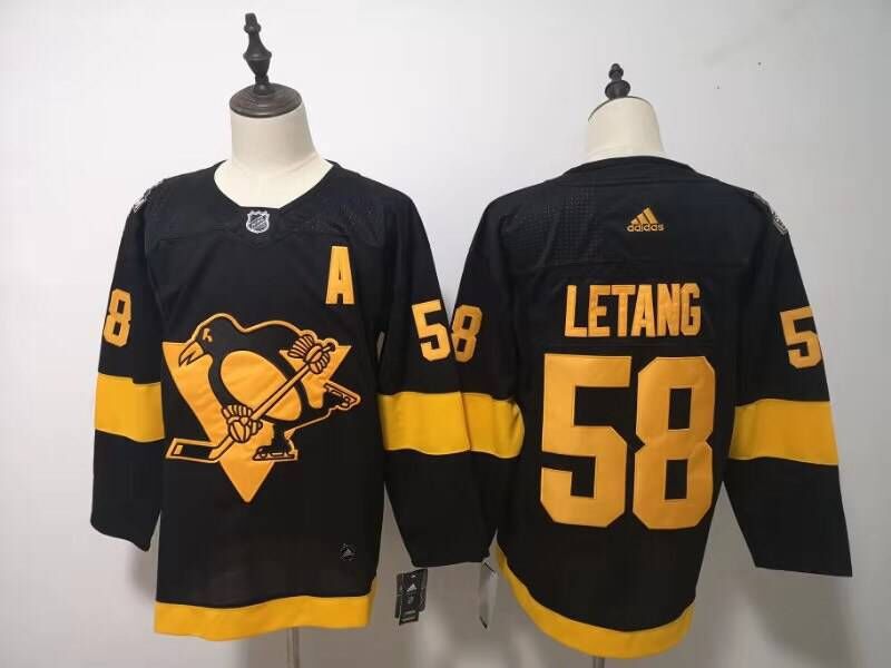 Men Pittsburgh Penguins 58 Letang Black Adidas Third Edition Adult NHL Jersey